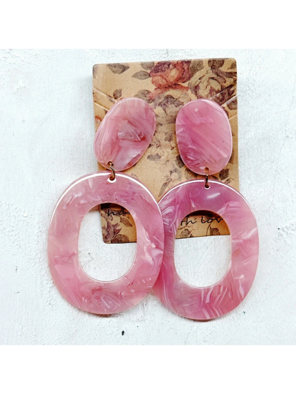 3123mc. Plastic Earring Statement Pink